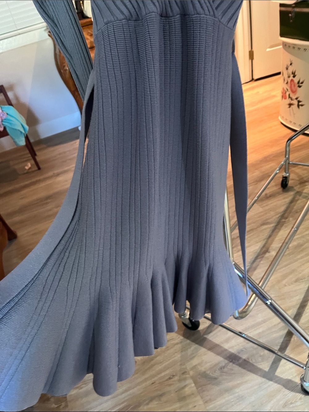 HYFVE Ribbed Wrap Long Sleeve Dress - Blue Gray - Picture 3 of 6